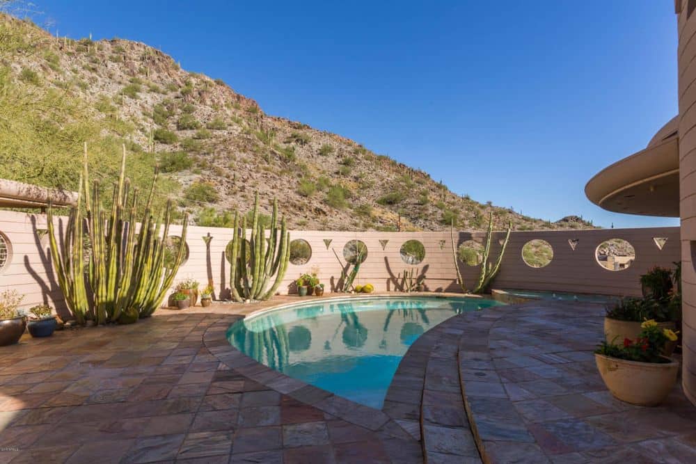 Frank Lloyd Wright Norman Lykes home Arizona exterior swimming pool view
