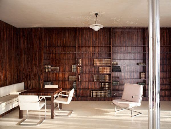 Villa Tugendhat Ludwig Mies van der Rohe outside daylight interior library